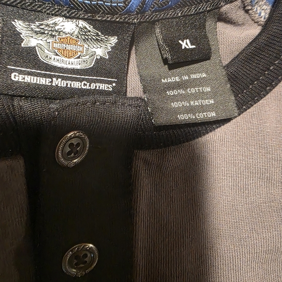 Harley-Davidson Gray Blue Long Sleeve Henley Shirt Size XLarge - Picture 2 of 5